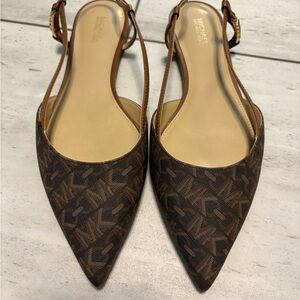 Michael Kors Brown Monogram Slingback Heels womens 8.5 US